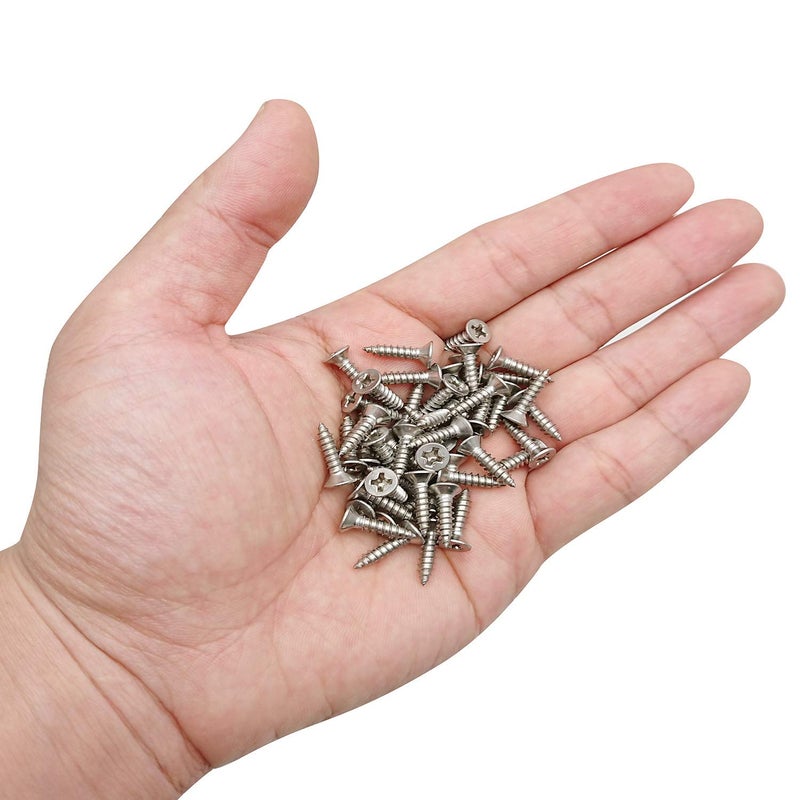 Hulless #6 x 5/8" Wood Screws 304 Stainless Steel Phillips Flat Head Screws Self Tapping Screws 100 Qty. - Image 3